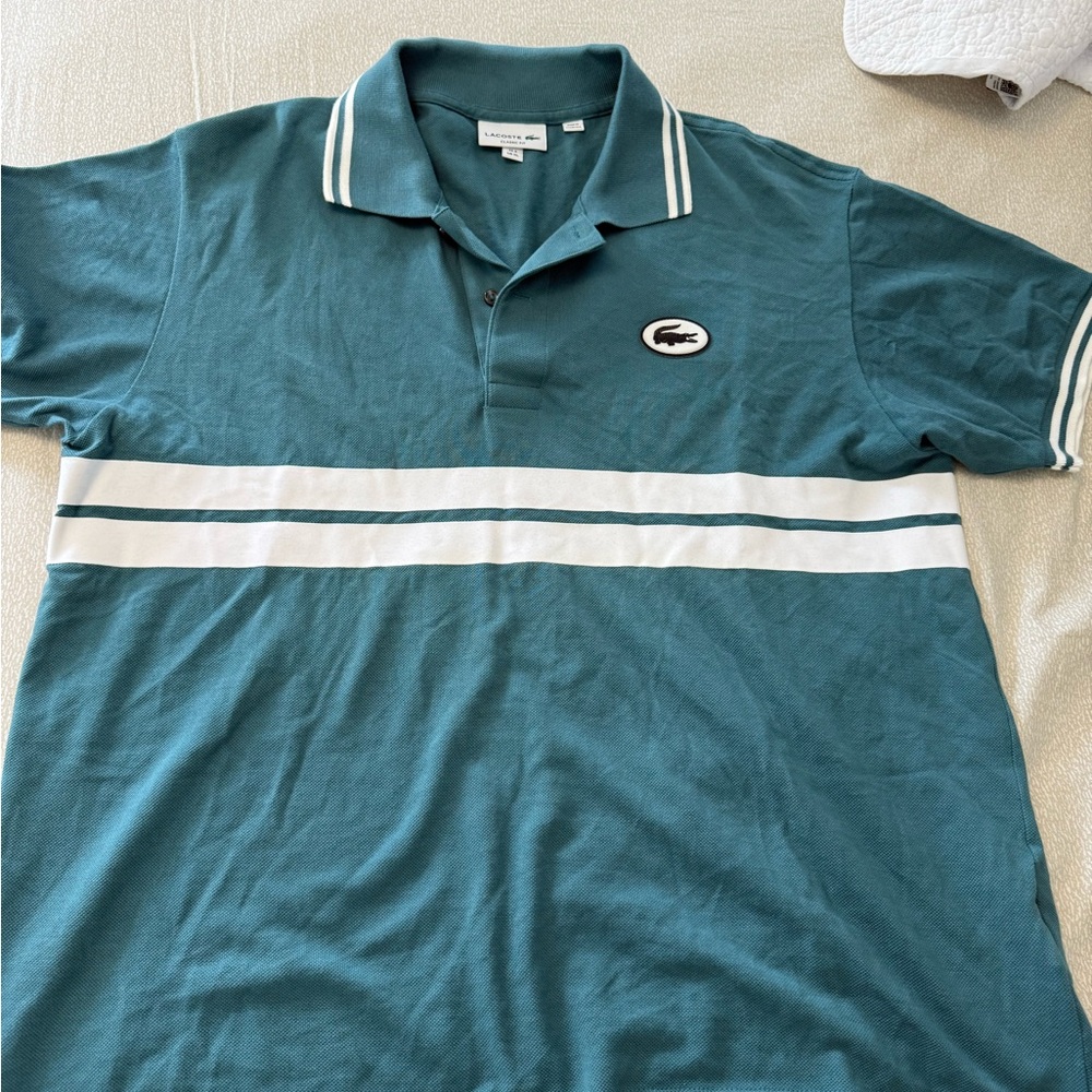 Lacoste Men's Polo Shirt in Teal and White